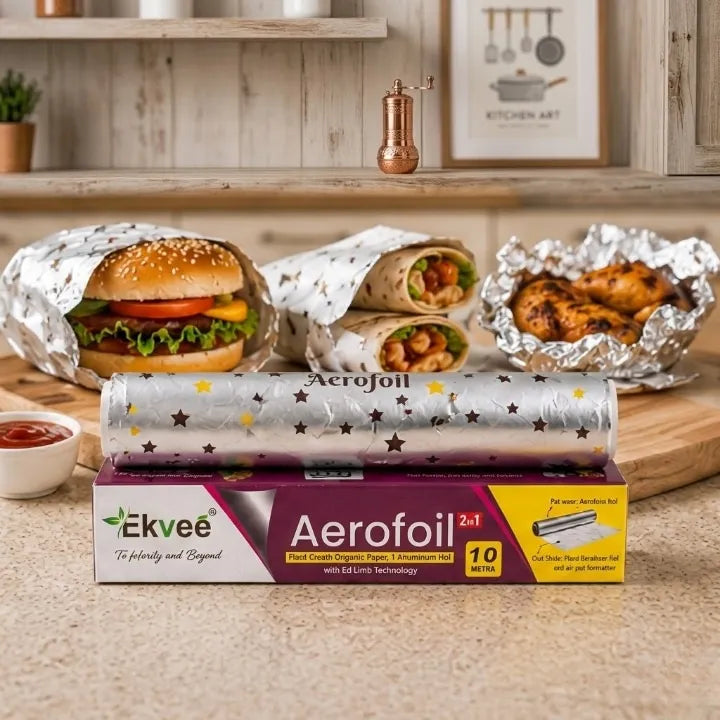 Ekvee Aerofoil 2-in-1 Aluminium Foil Paper Roll for food wrapping.
