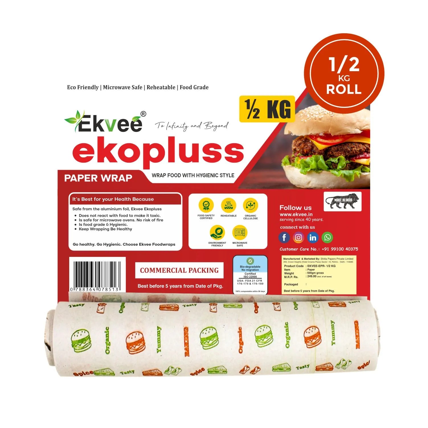 Ekopluss – Paper Wrap 1/2 kg Roll Pack of-1