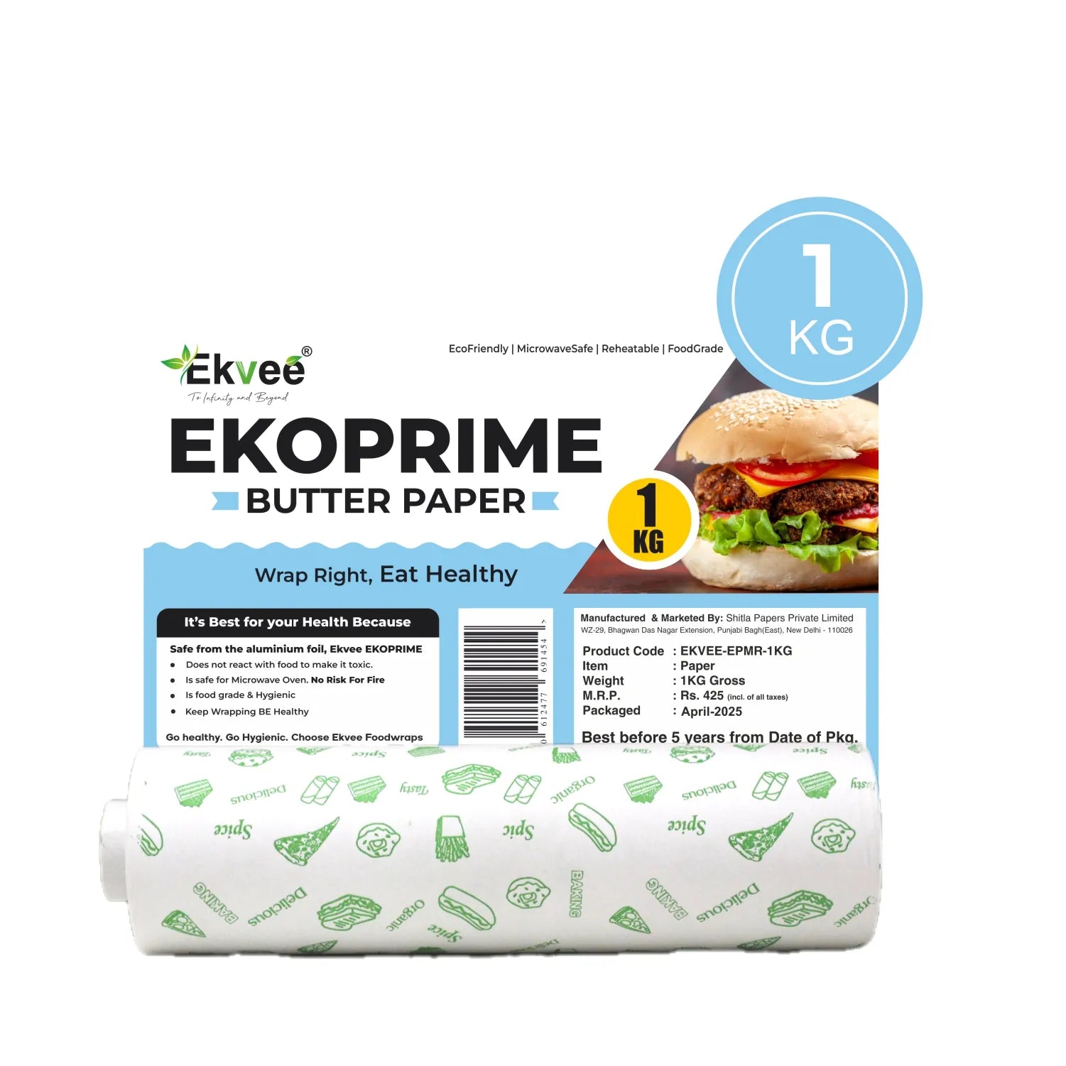 Ekoprime Butter Paper Roll – 1 Kg Pack of 1