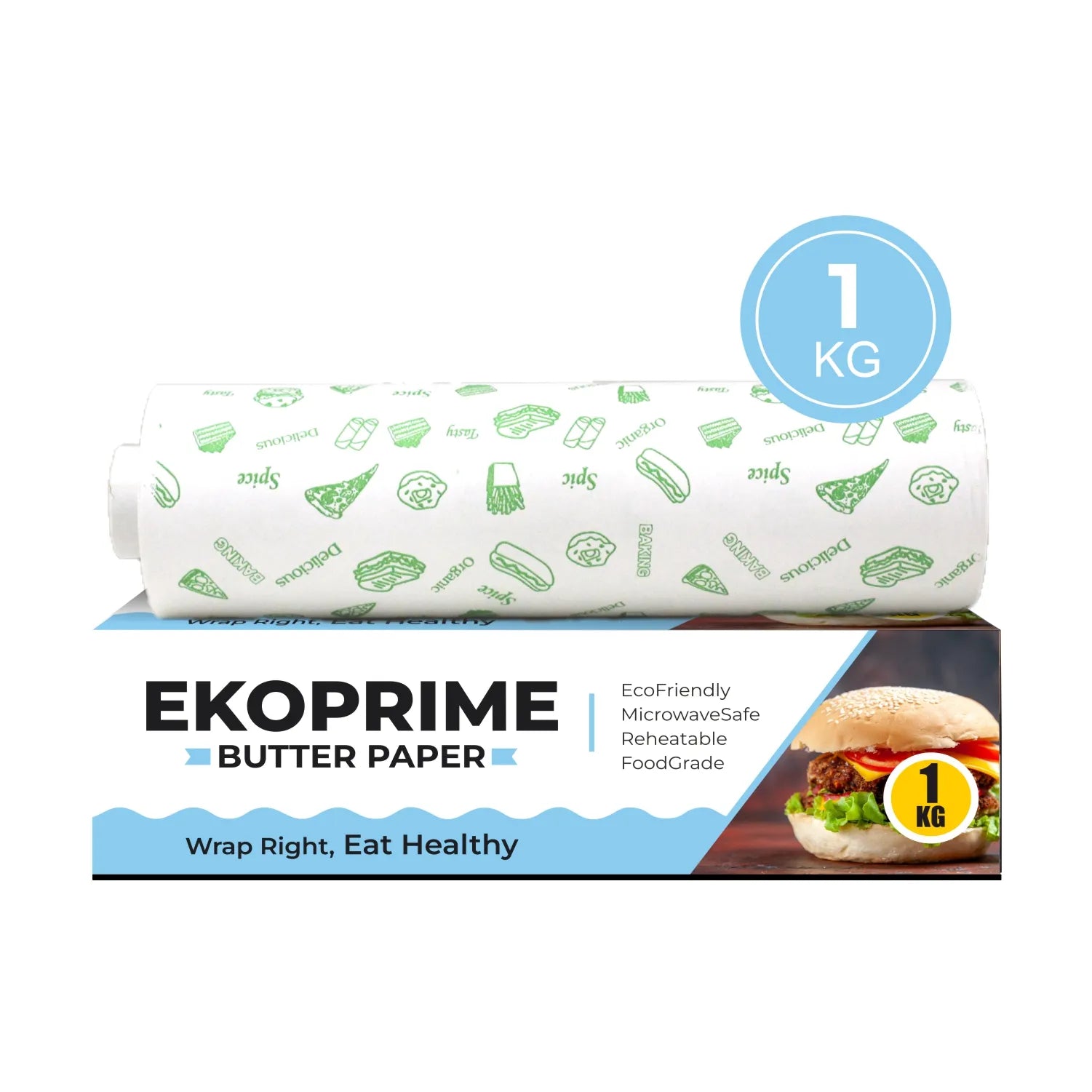 Ekoprime Butter Paper Roll With Box – 1 Kg Pack of 1