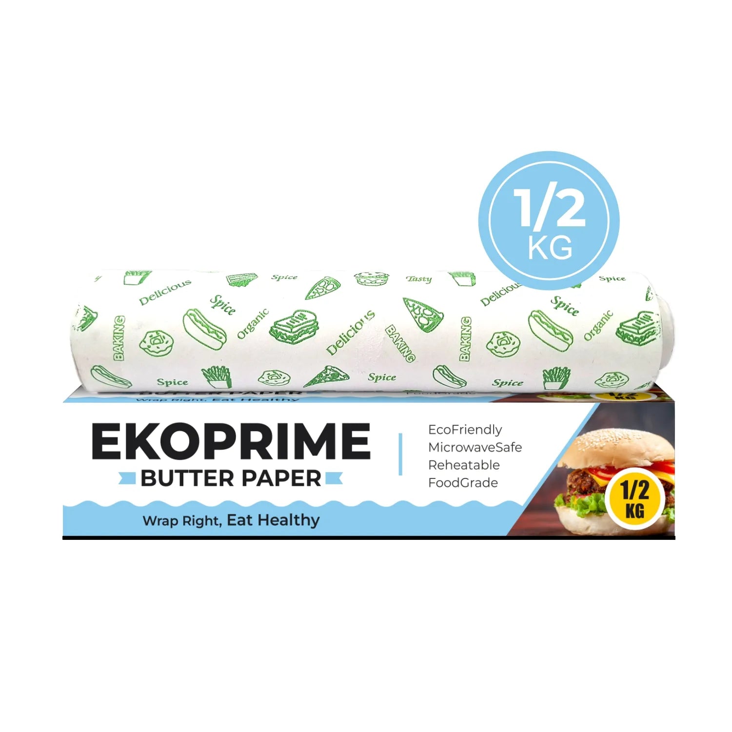 Ekoprime Butter Paper Roll With Box Half Kg Pack of 1