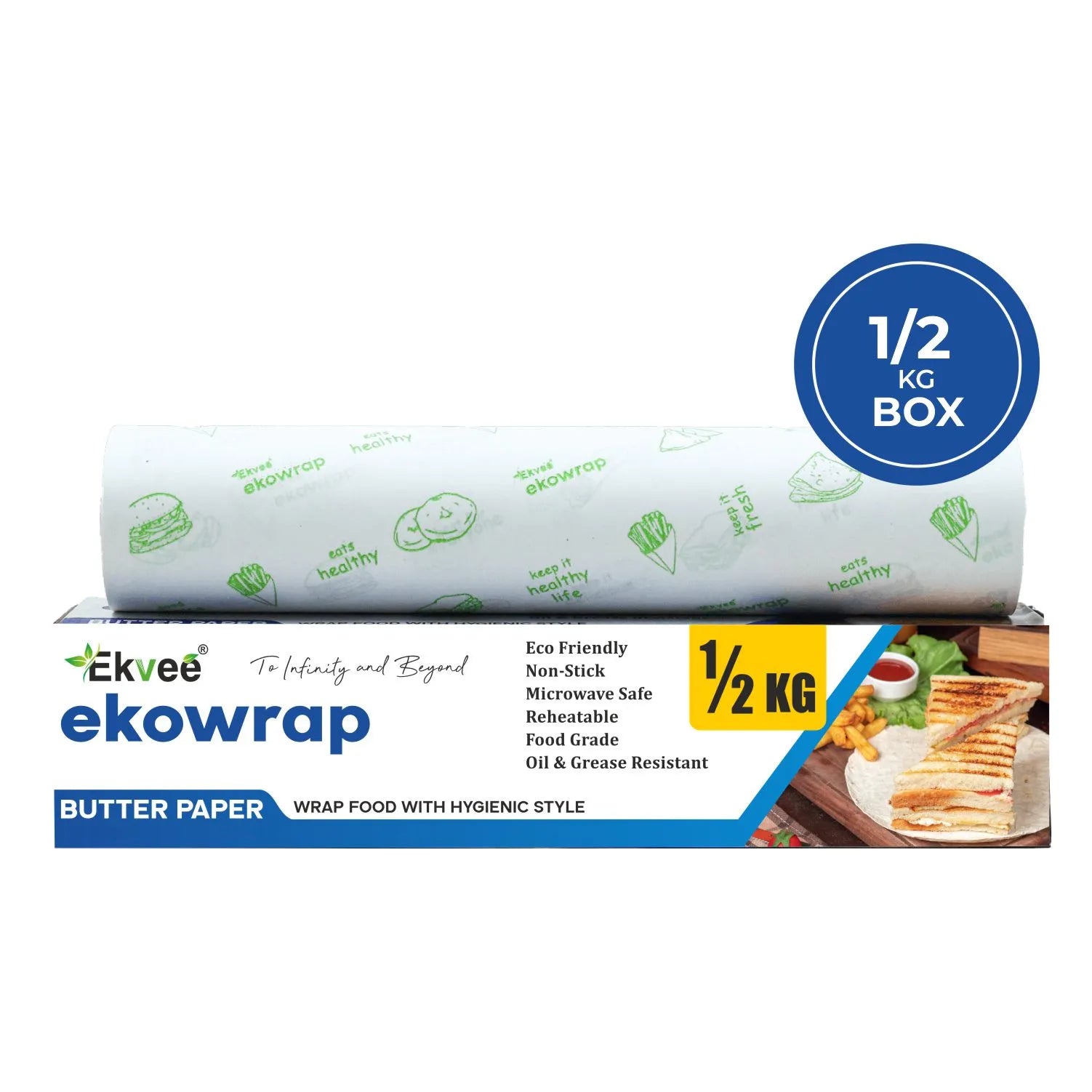Ekowrap Butter Paper 1/2 kg Roll in Box Pack of-1