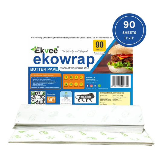 Ekowrap Butter Paper 90 Sheets (11x11 Inch) Pack of-1