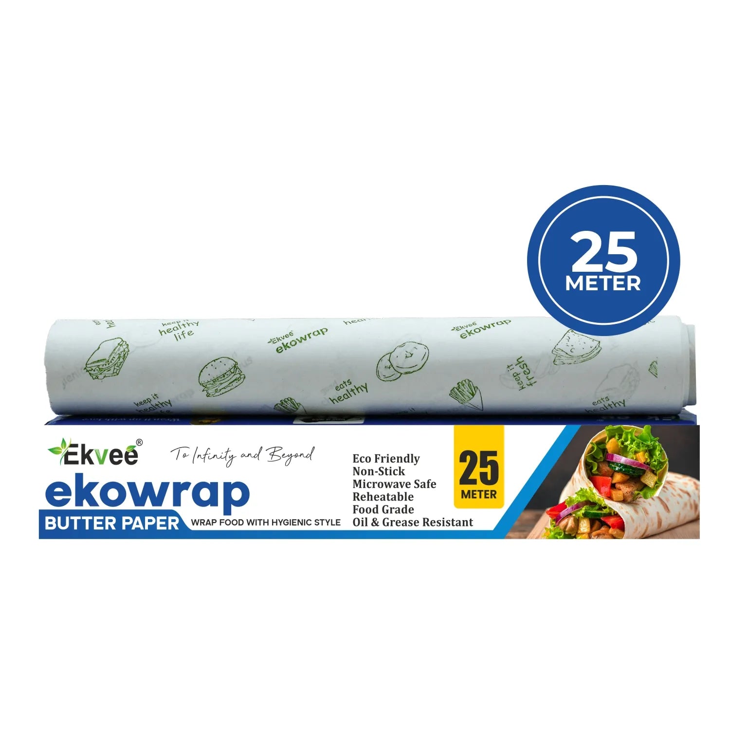 Ekvee Ekowrap Baking & Cooking Butter Paper 25m Roll