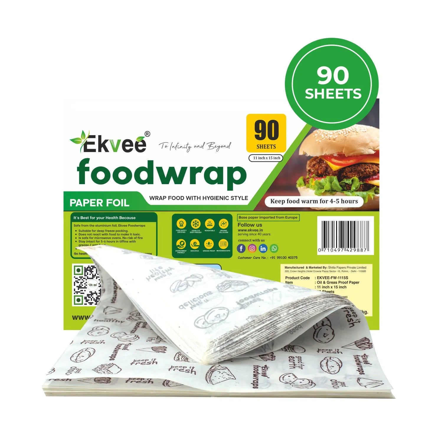 Food Wrapping Paper 90 Sheets Pack of-1