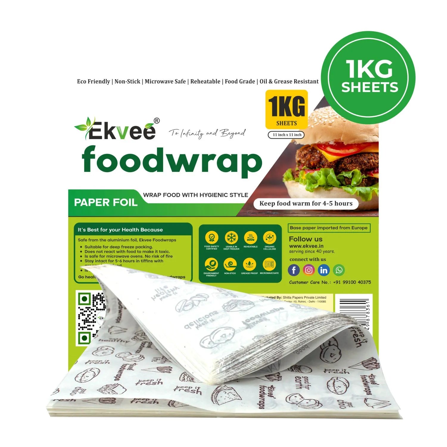 Food Wrapping Paper Sheets 1kg (11x11) Inch Pack of-1