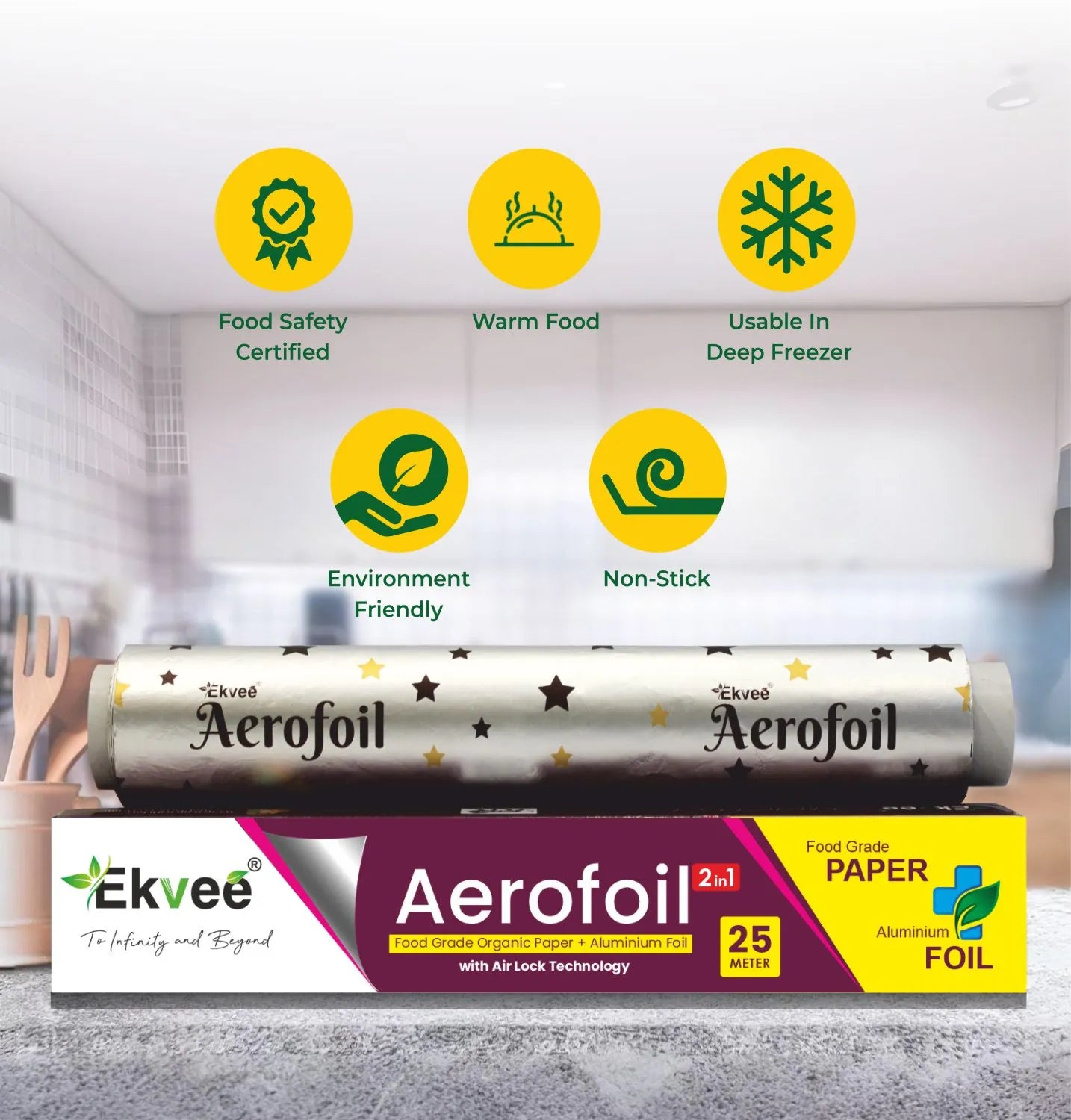 Aerofoil – 2-in-1 Aluminium Foil Paper Roll 25 Meter Pack of- 1