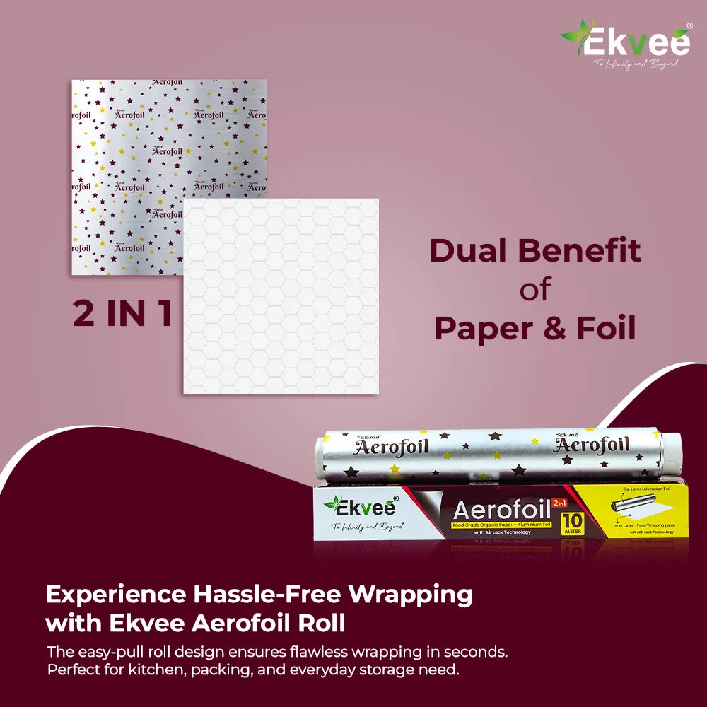 Aerofoil – 2-in-1 Aluminium Foil Paper Roll 10 Meter Pack of- 1
