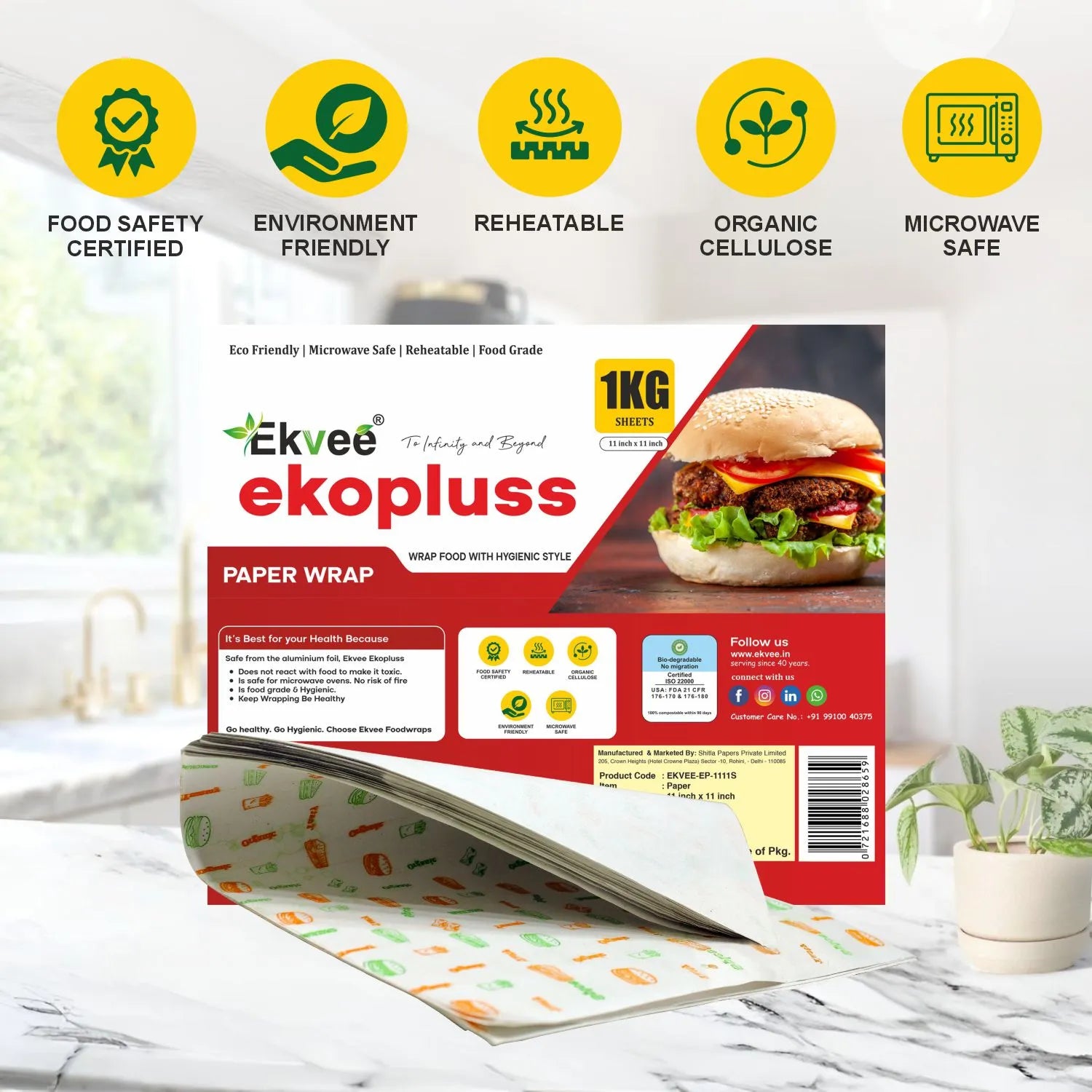 Ekopluss – Paper Wrap 1 kg Sheets (11x11 Inch) Pack of-1