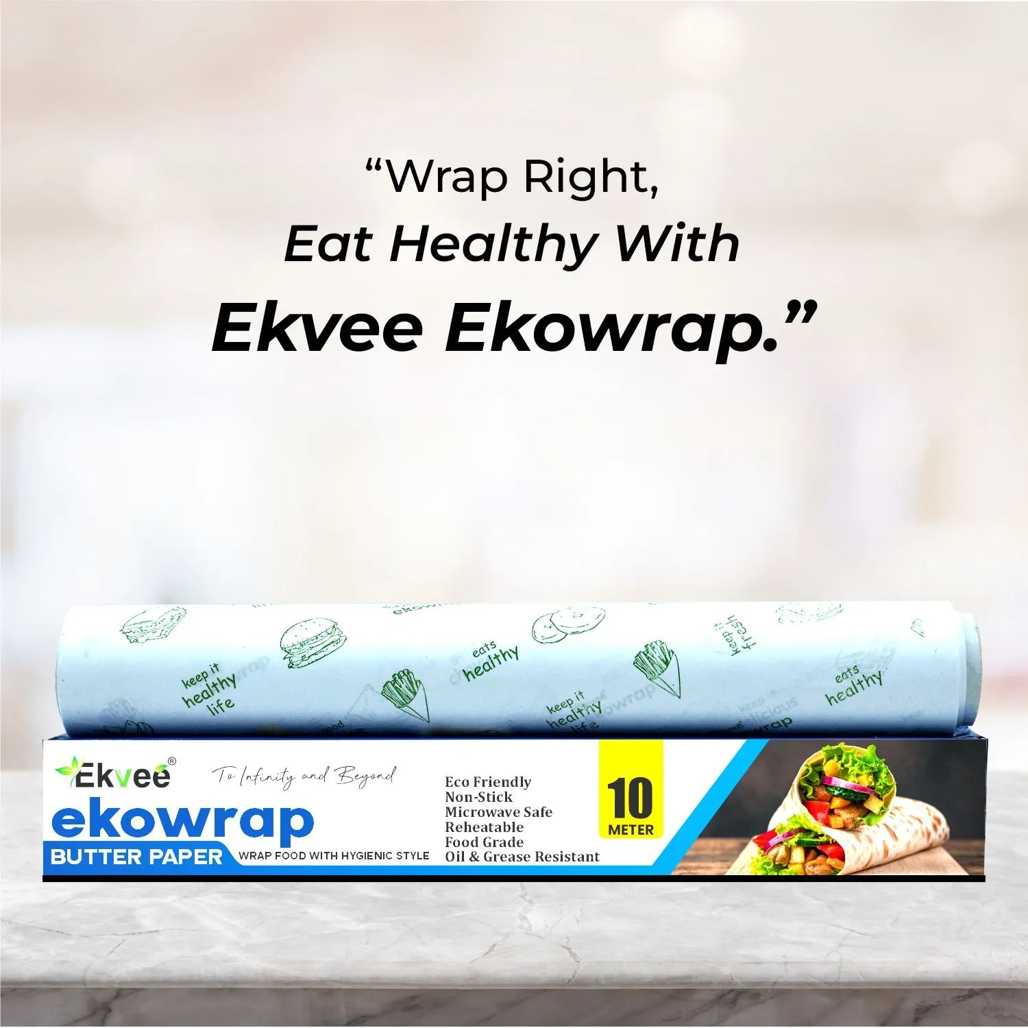 Ekowrap Butter Paper Roll 10 Meter Pack of-1