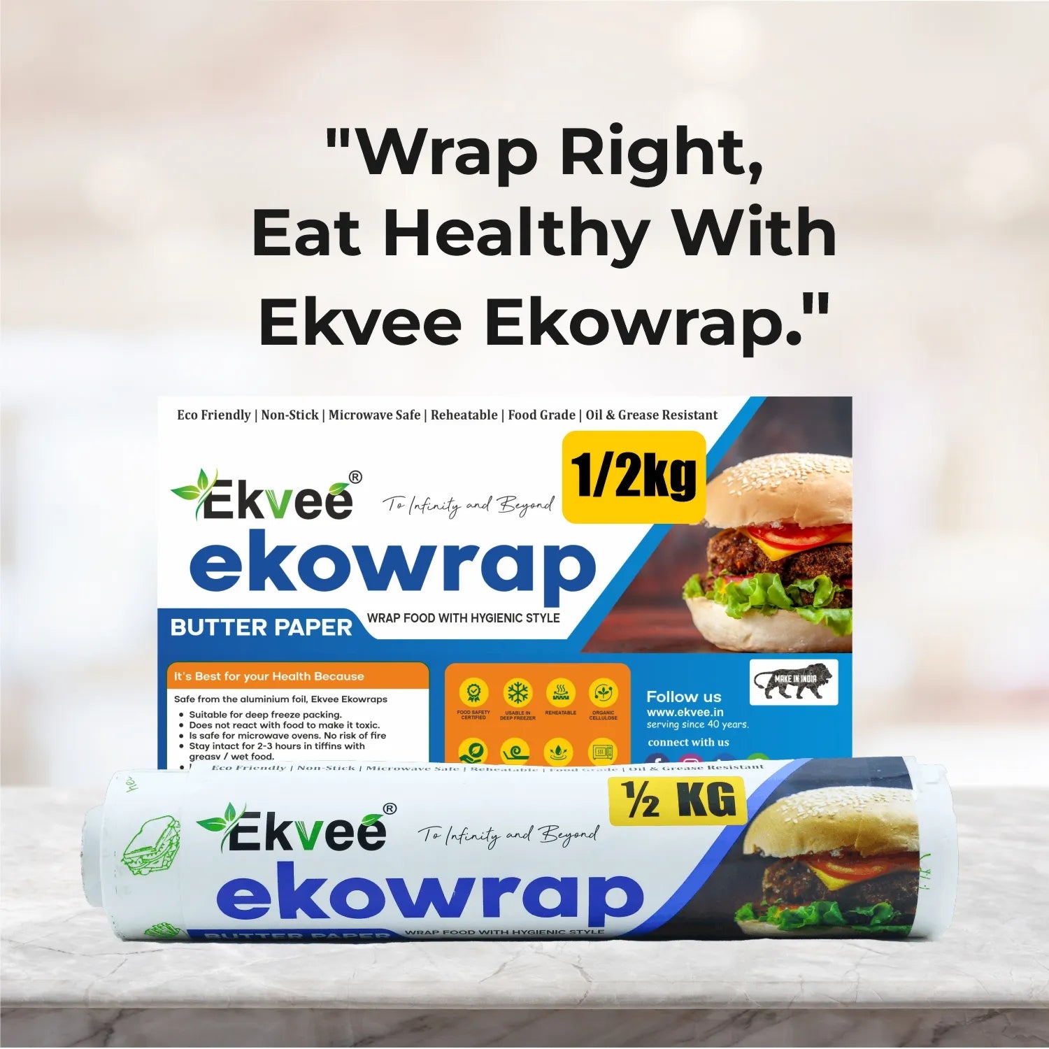 Ekowrap Butter Paper Half Kg Roll Pack of-1