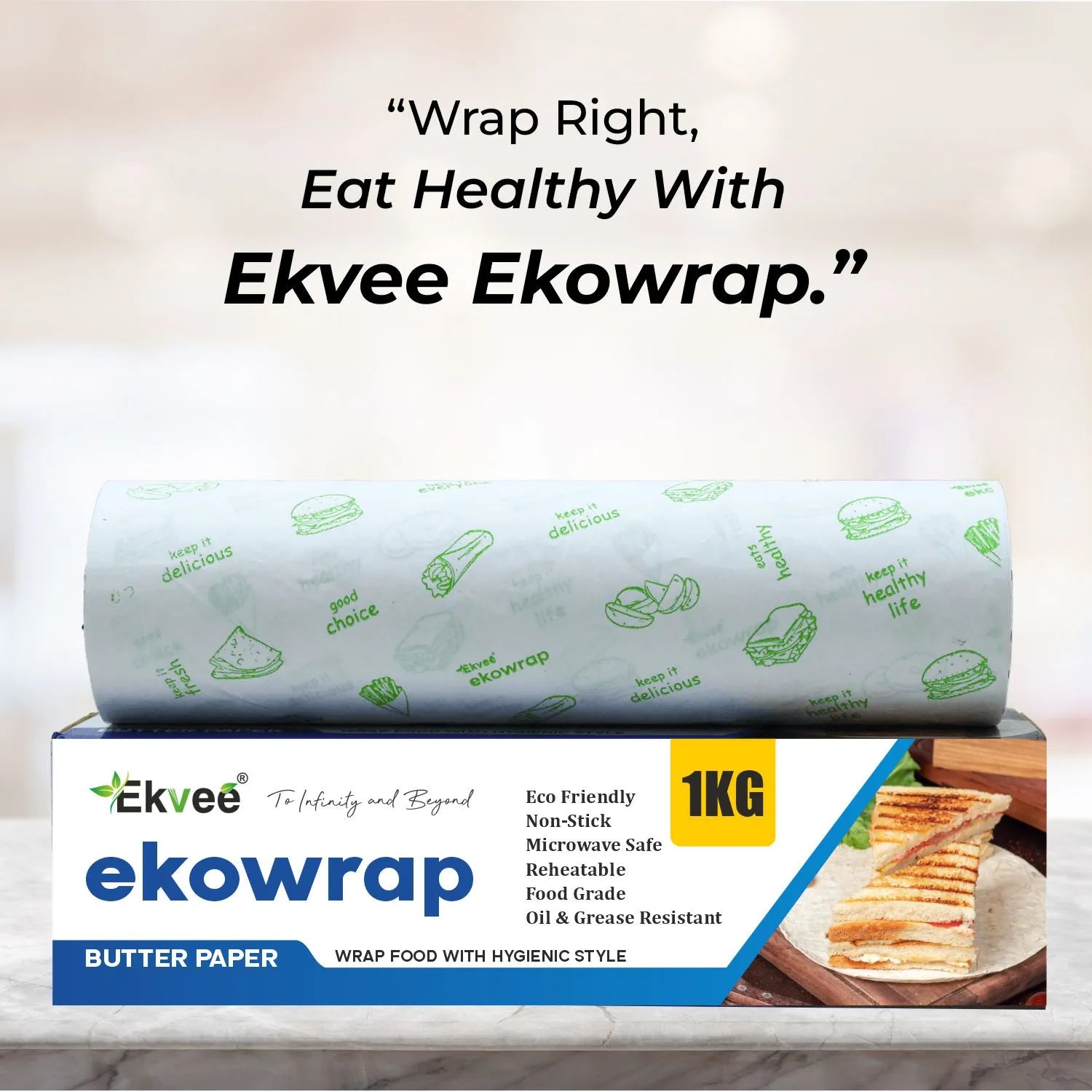 Ekowrap Butter Paper 1 kg Roll in Box Pack of-1