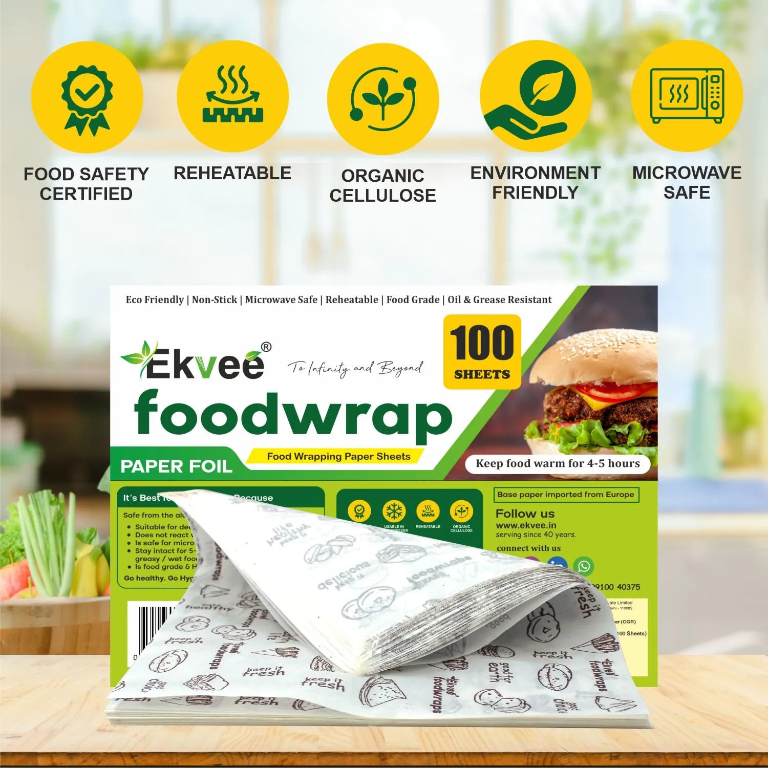 Food Wrapping Paper 100 Sheets Pack of-1 Features