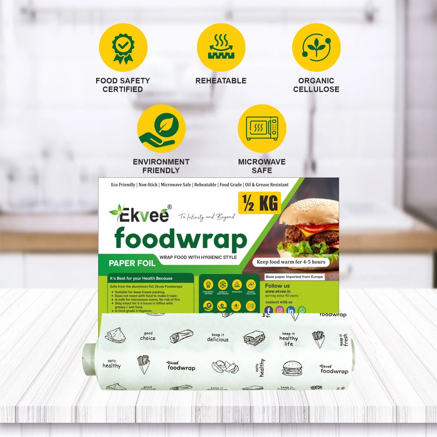 Food Wrapping Paper 1/2 kg Roll Pack of-1