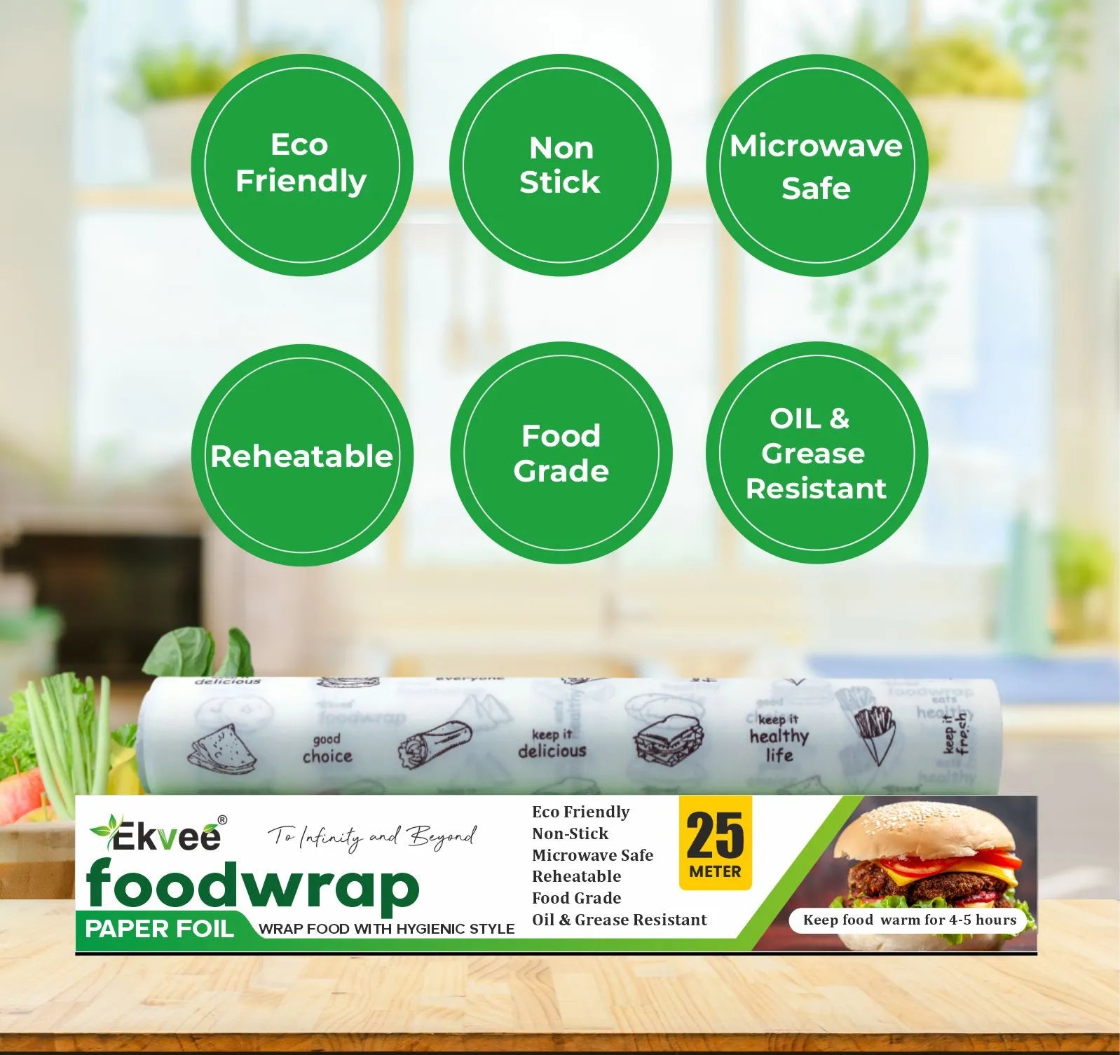 Food Wrapping Paper Roll 25 Meters Pack Features