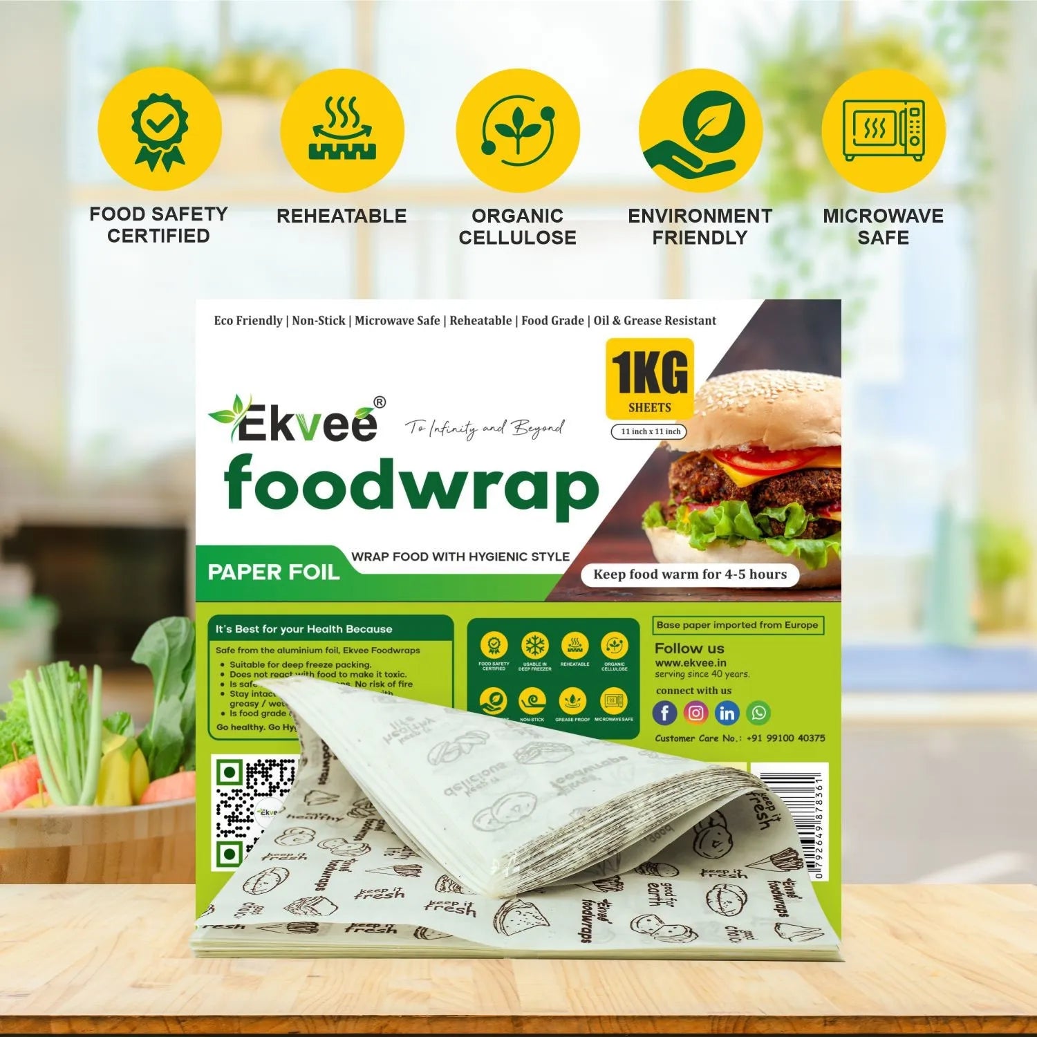 Food Wrapping Paper Sheets 1kg (11x11) Inch Pack of-1 Features
