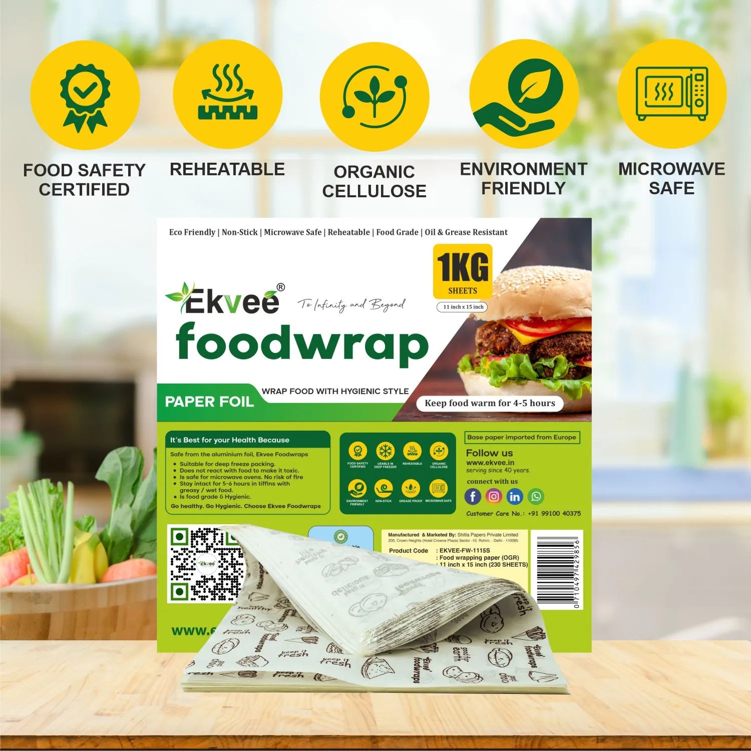 Food Wrapping Paper Sheets 1kg (11x15) Inch Pack of-1