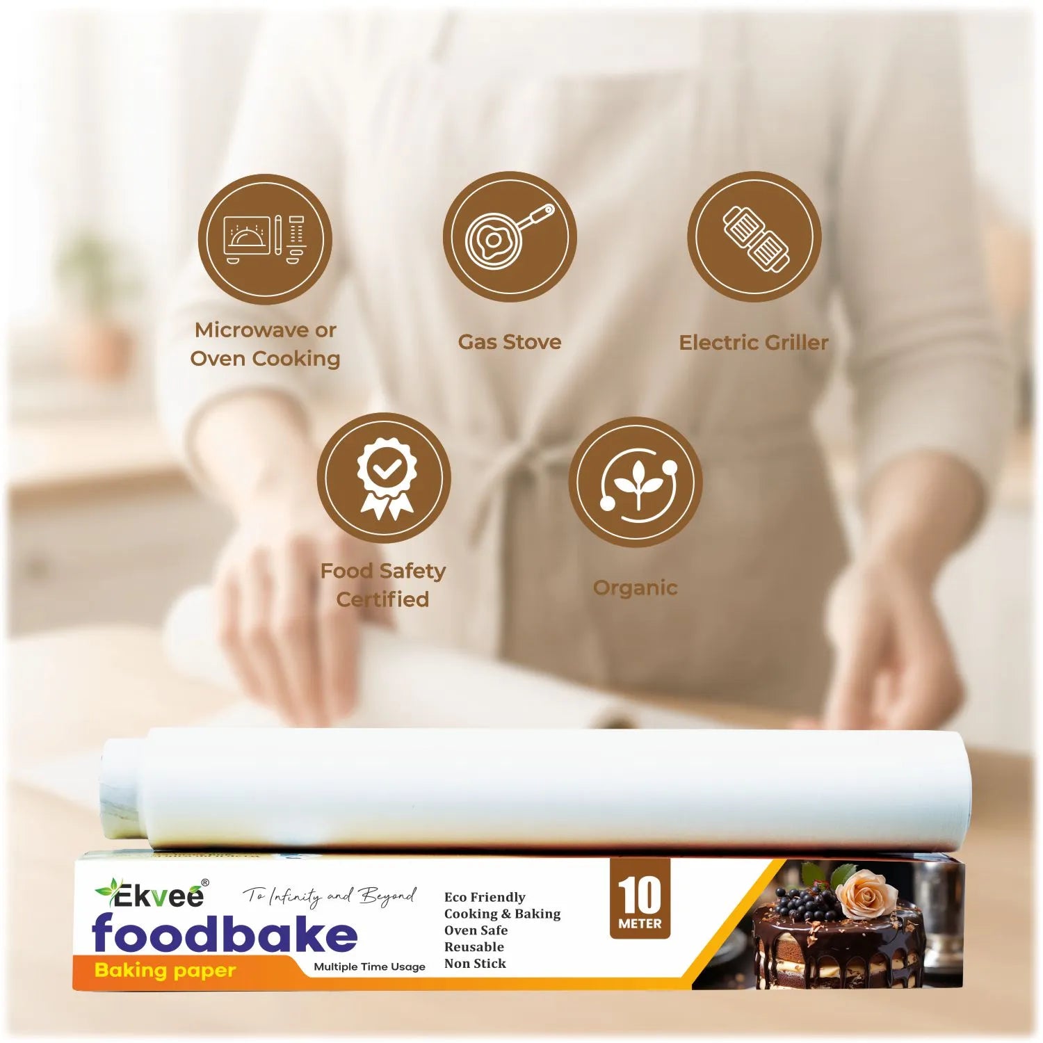 Foodbake Baking Paper 10 Meter Roll Features