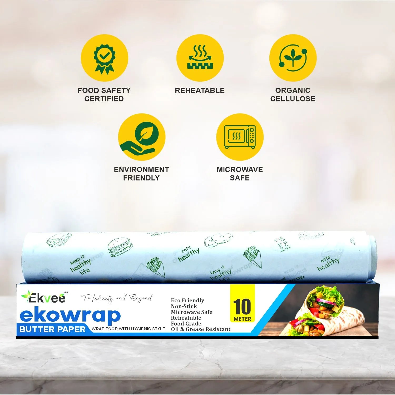Ekowrap Butter Paper Roll 10 Meter Pack of-1