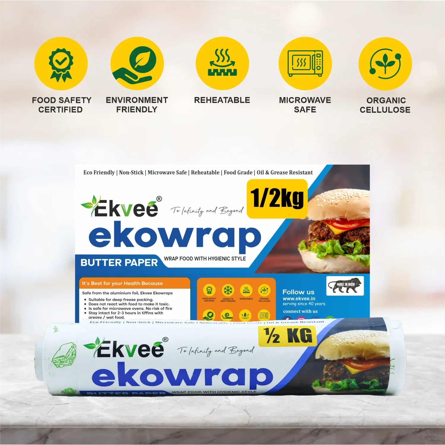 Ekowrap Butter Paper Half Kg Roll Features
