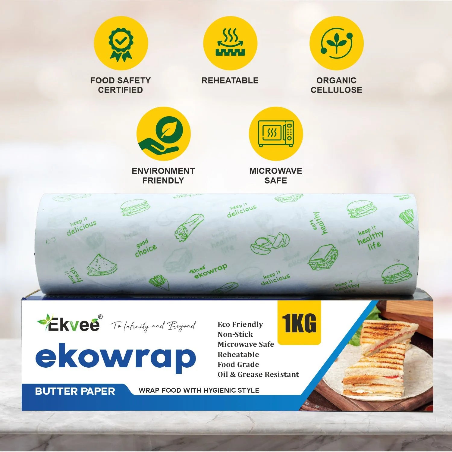 Ekowrap Butter Paper 1 kg Roll in Box Pack of-1