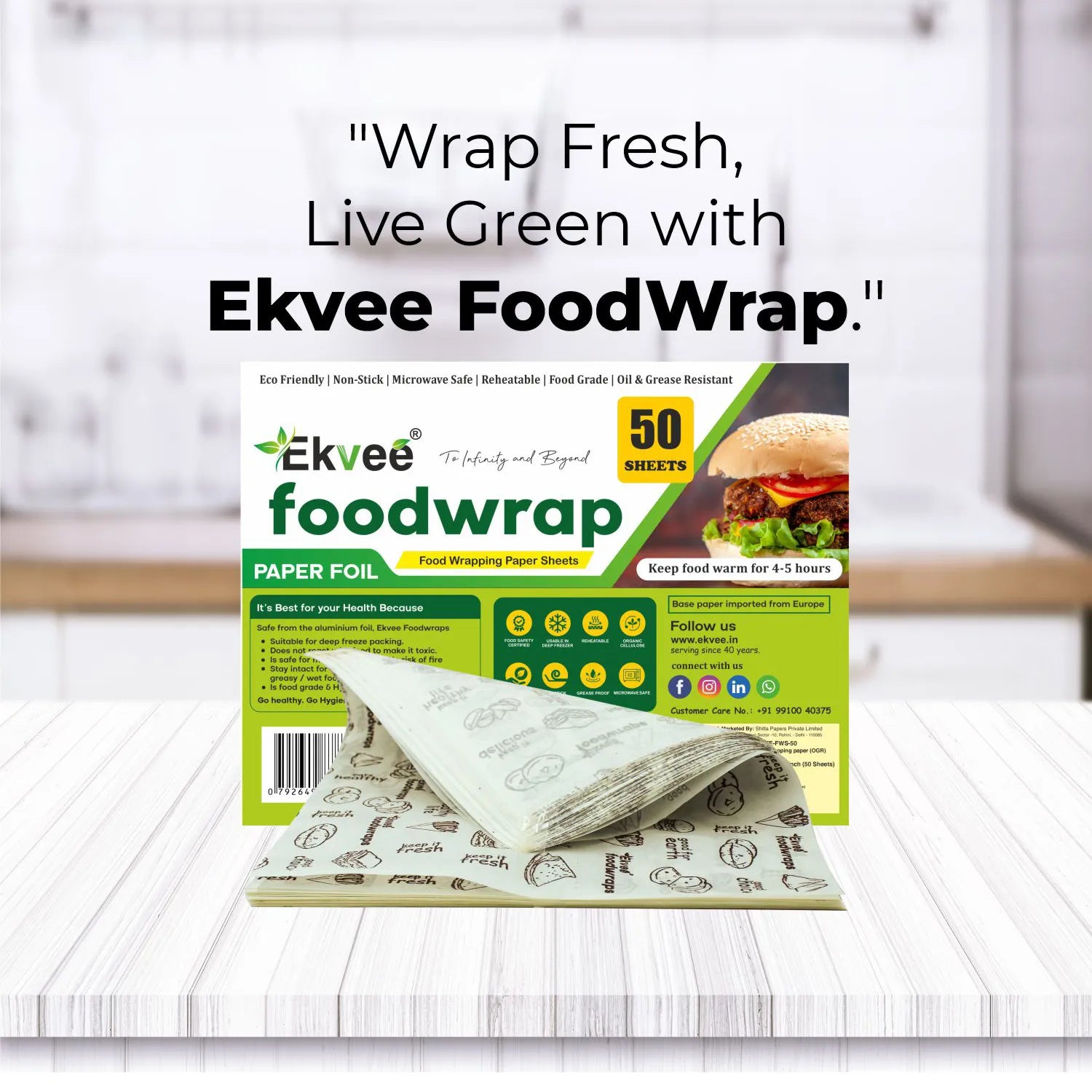 Ekvee Food Wrapping Paper Sheets Combo (50 Sheets Pack Of 2)