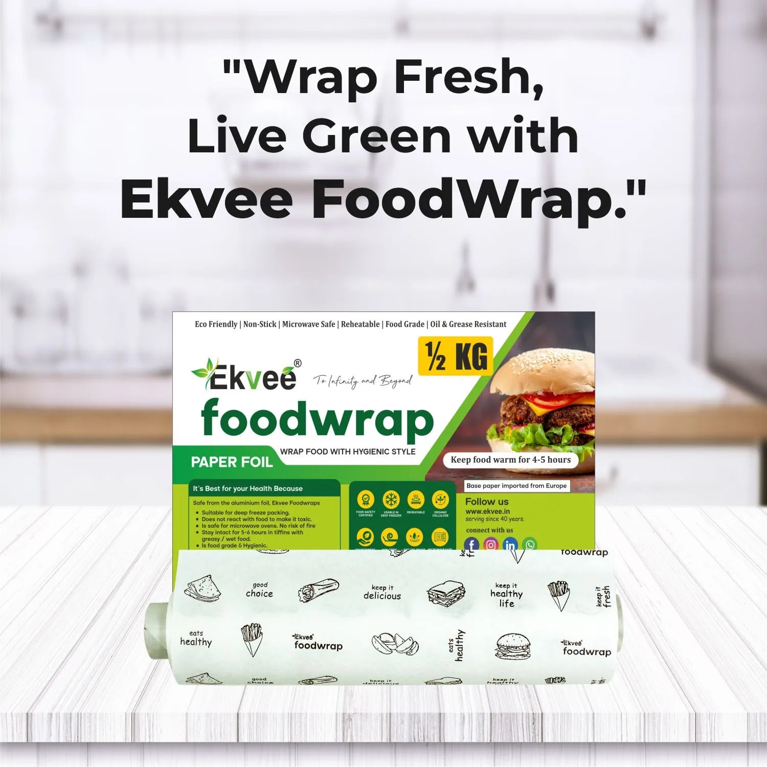 Food Wrapping Paper 1/2 kg Roll Pack of-1