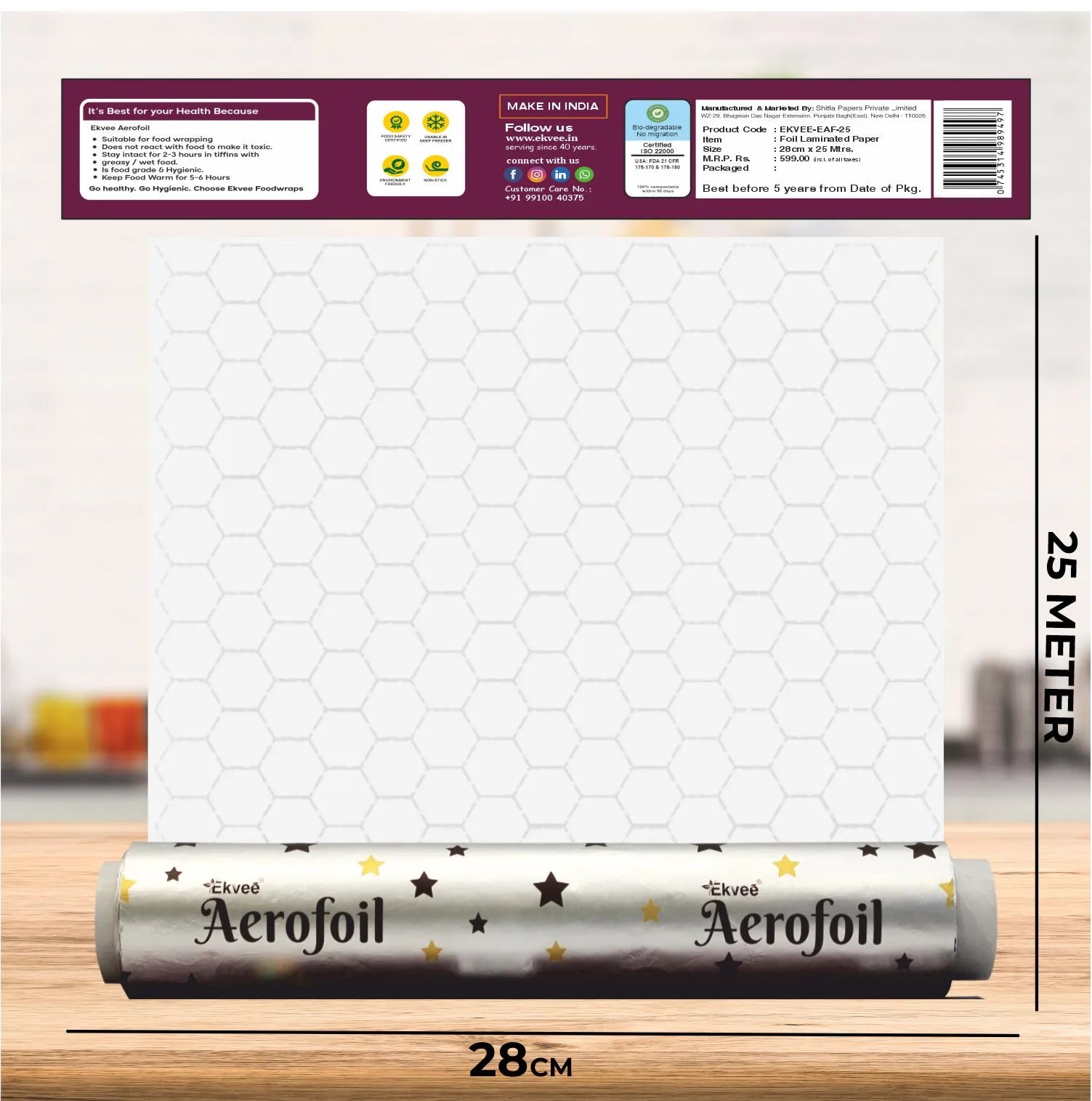Aerofoil – 2-in-1 Aluminium Foil Paper Roll 25 Meter Pack of- 1