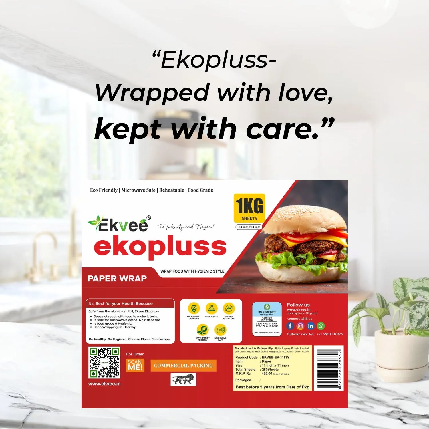 Ekopluss – Paper Wrap 1 kg Sheets (11x11 Inch) Pack of-1