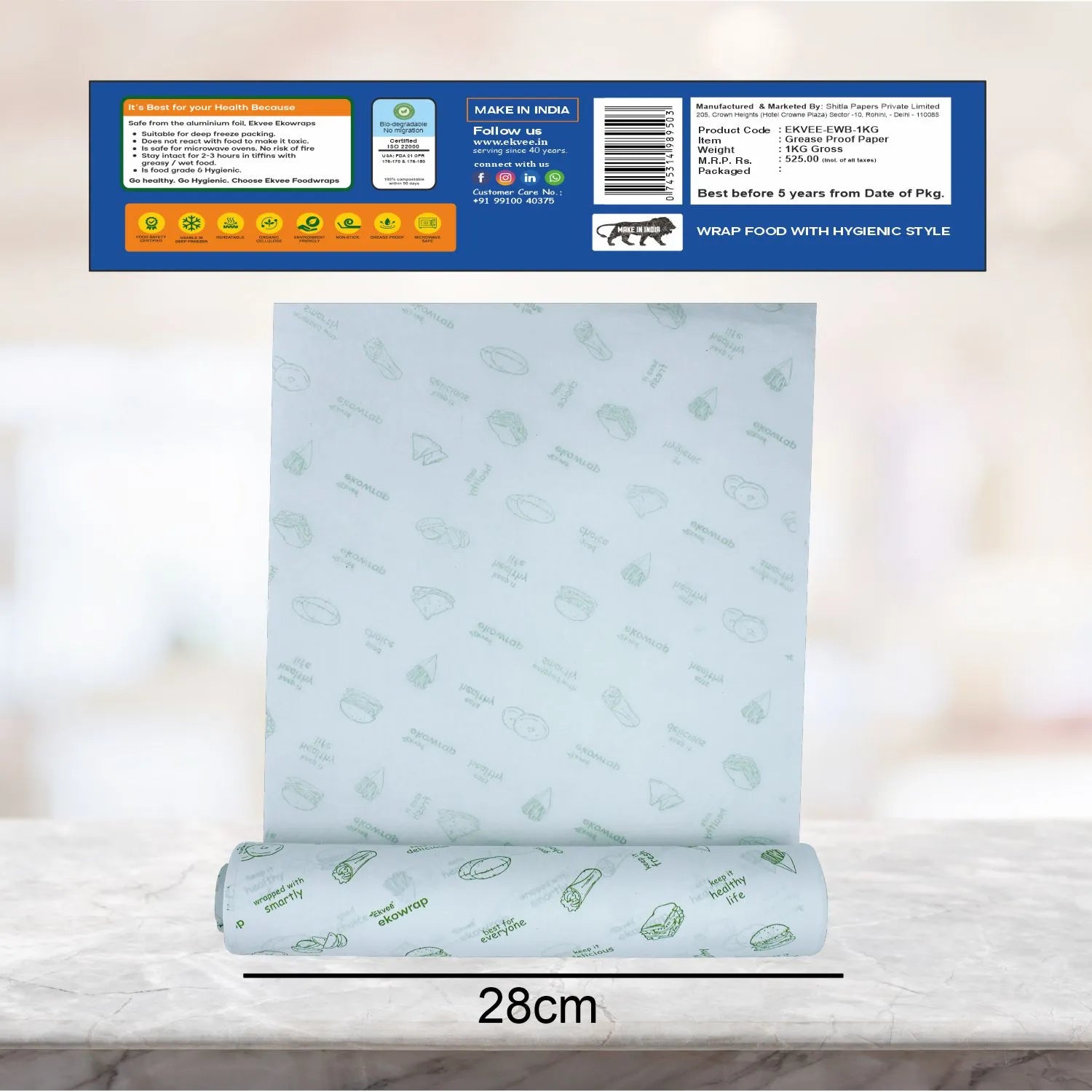 Ekowrap Butter Paper 1 kg Roll in Box Pack of-1