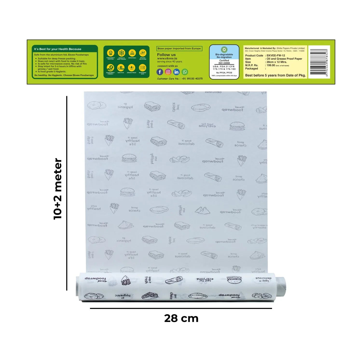 Food Wrapping Paper Roll 12 Meters Pack of-1