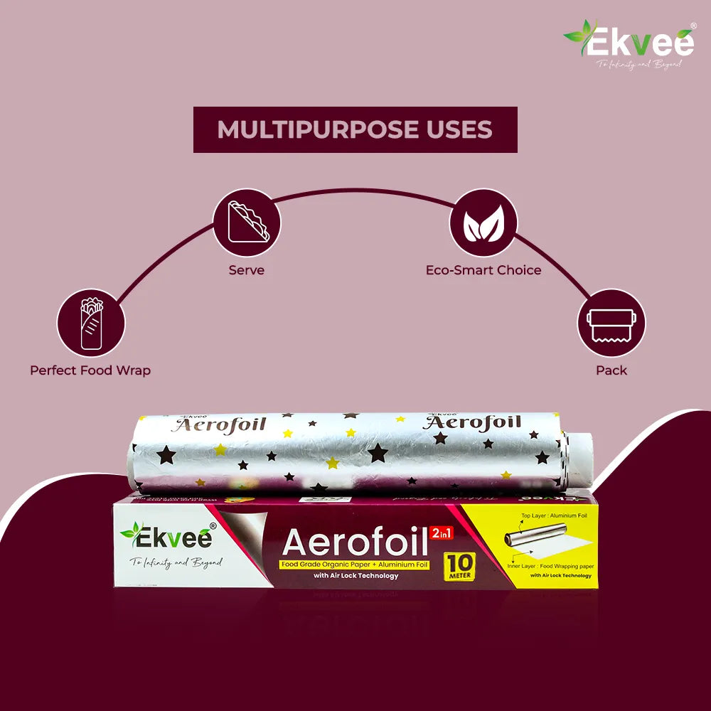 Aerofoil – 2-in-1 Aluminium Foil Paper Roll 10 Meter Pack of- 1