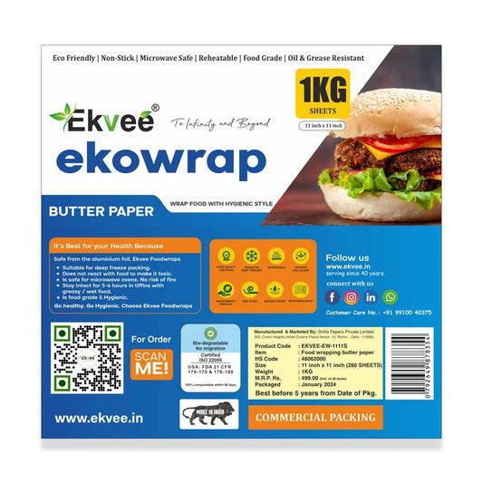 Ekowrap Butter Paper 1 kg Sheets 11x11 Inch Pack of-1