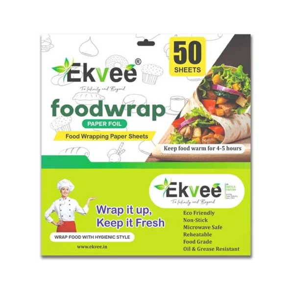 Ekvee Food Wrapping Paper (10x12 inch) 50 Sheets Pack For Cooking, Baking, Non Stick, Microwave Safe