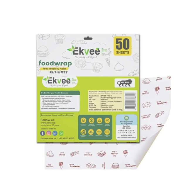 Ekvee Food Wrapping Paper, Cooking, Baking, Non Stick, Microwave Safe