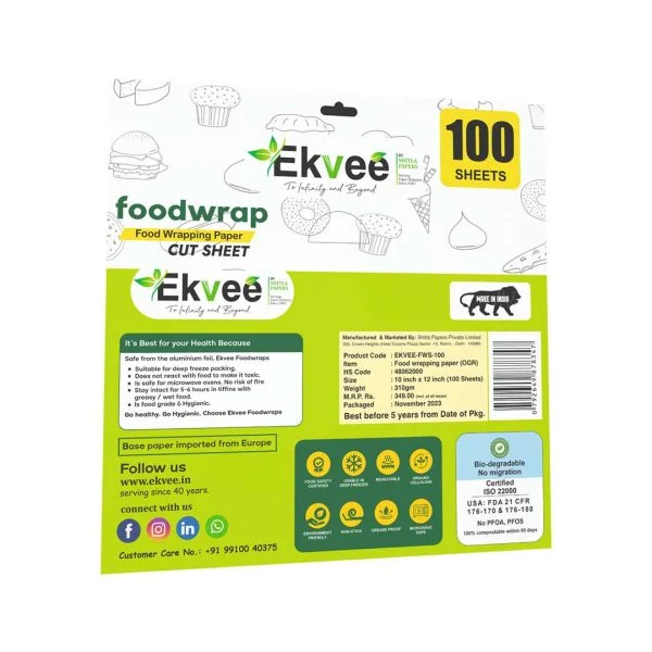 Ekvee Uniwraps Food Wrapping Paper Sheets (100 Sheats Pack Of 2)