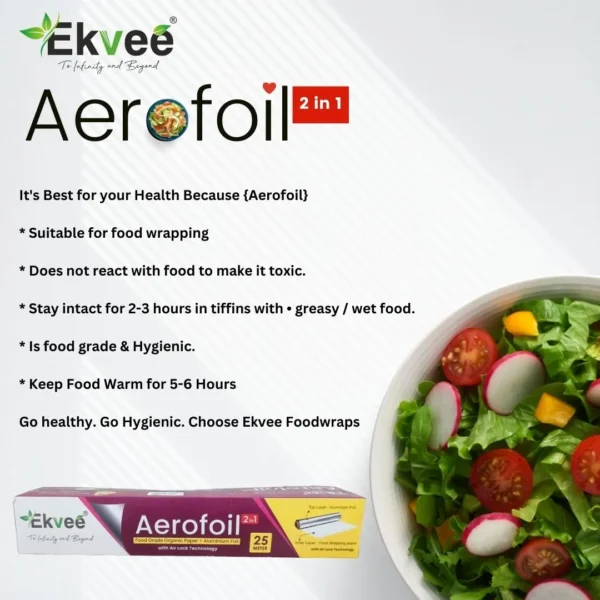 Ekvee Aerofoil – Aluminium Foil Paper Roll (25m) with Air Lock Technology & Non-Stick Honeycomb Pattern