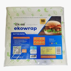 Ekvee Ekowrap Butter Paper Sheets (90 Sheet 11x11) Baking Food Wrapping Microwave Safe Oven & Steamer Safe